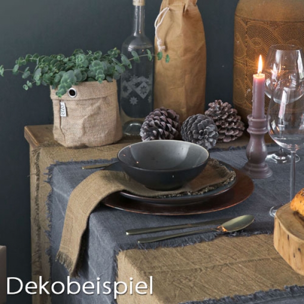 Baumwoll Tischläufer, Sizo® Handmade, stonewashed, in Dunkelgrau, 150 x 40 cm Dekobeispiel.