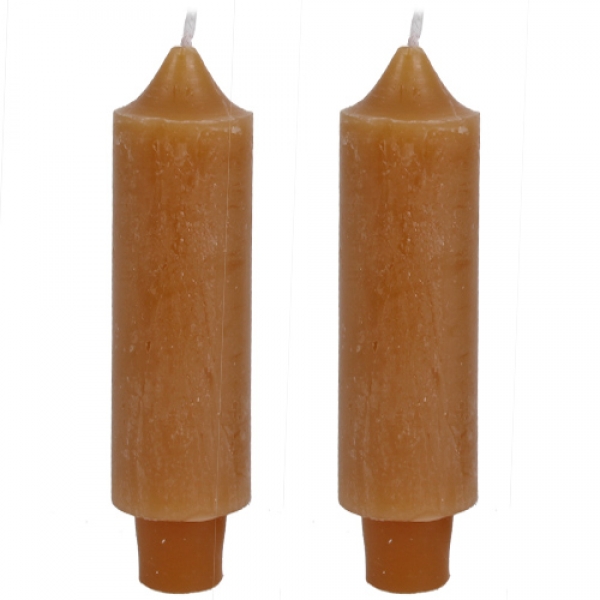 2 Stabkerzen Rustic, dick in Honig, 155 x 35 mm