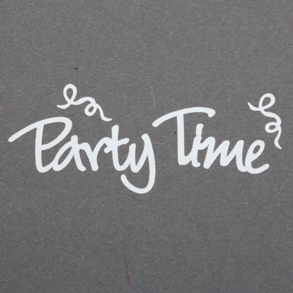 Konturen Sticker -Party Time- in Weiß, 87 mm.