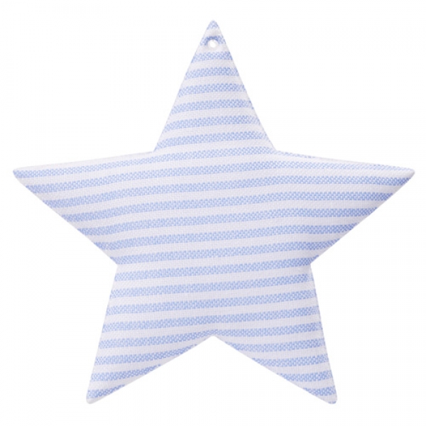 Stoff Stern zum Aufhängen in Hellblau, 11 cm.
