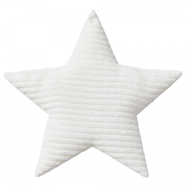 Stoff Stern zum Aufhängen in Weiß, 11 cm.