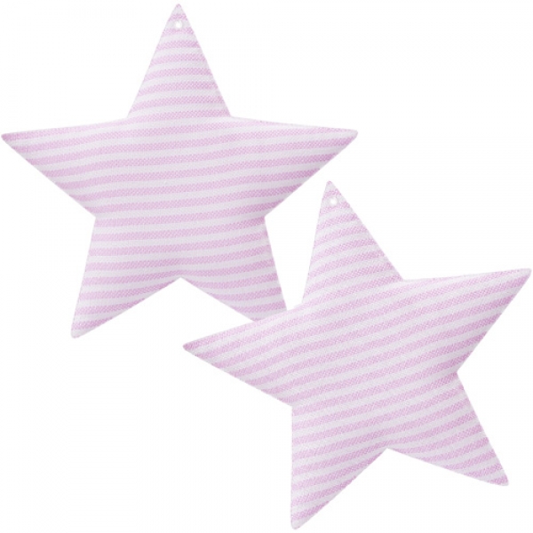 2 Stoff Sterne zum Aufhängen in Rosa, 11 cm.