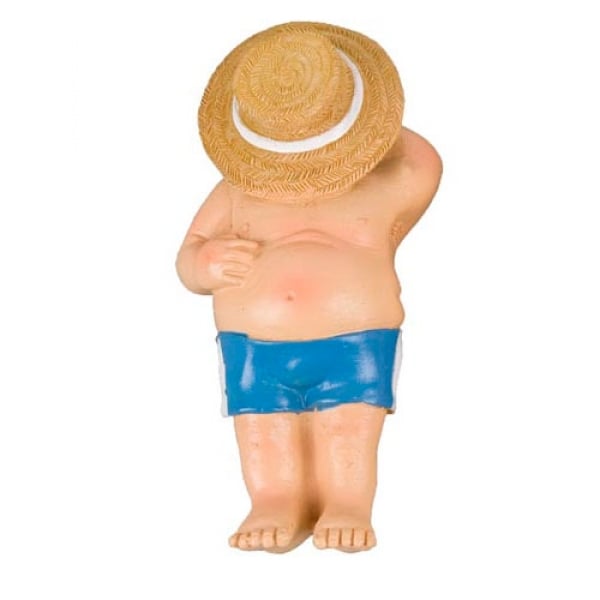 Dekofigur Strandschläfer, Mann in Badehose mit Hut, 90 mm