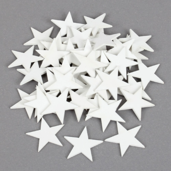 48 Streudeko Holz Sterne, Weihnachten in Weiß, 34 mm.