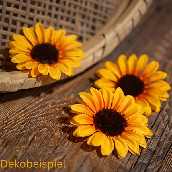 4 Deko Sonnenblumenköpfe, 95 mm.