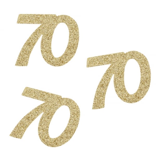 10 Streuteile Zahl 70 in Gold glitzernd, 55 mm.