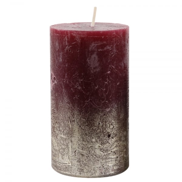 Stumpenkerze Rustic, Levi, Weihnachten in Bordeaux/Silber, 110 x 60 mm.