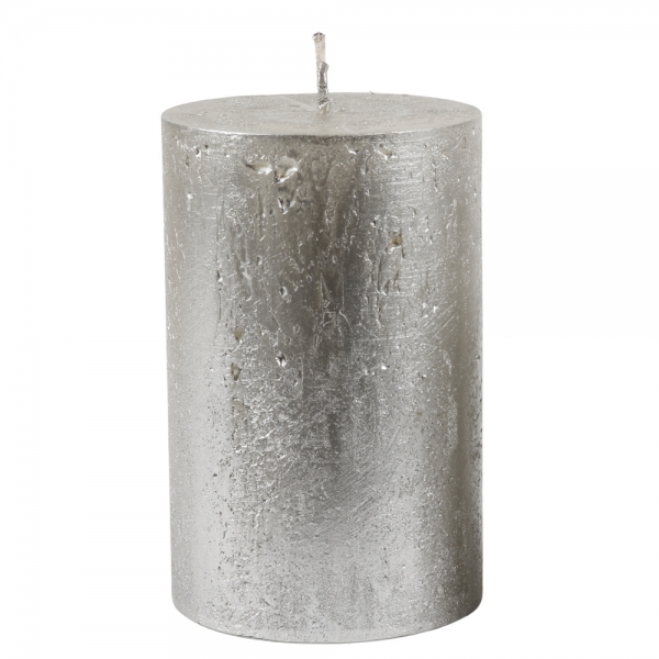 Stumpenkerze Rustic, Nova, Weihnachten in Antik-Silber, 110 x 70 mm.