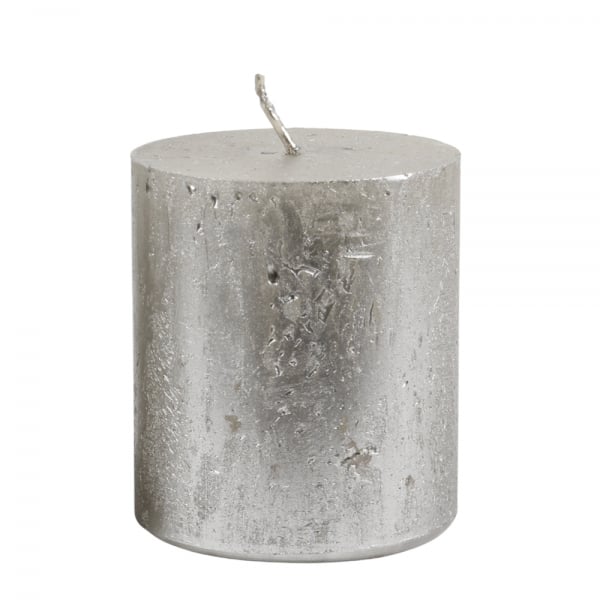 Stumpenkerze Rustic, Nova, Weihnachten in Antik-Silber, 80 x 70 mm.