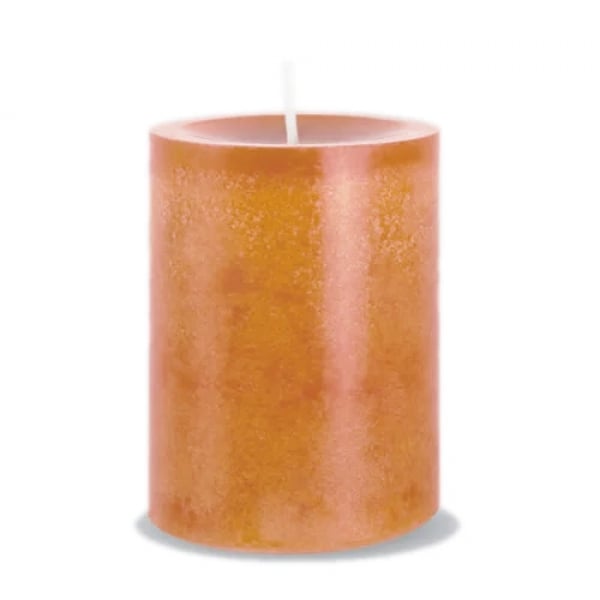 Stumpenkerze Rustic in Orange, durchgefärbt, 90 x 70 mm.