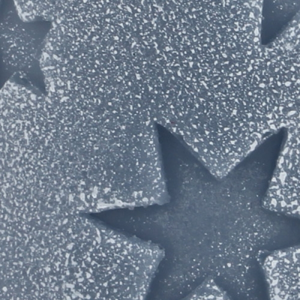 Stumpenkerze Mila, Sterne, Weihnachten in Blaugrau, 130 x 75 mm.