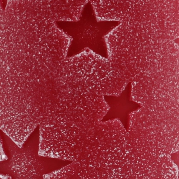 Große Stumpenkerze Mila, Sterne, Weihnachten in Rot, 150 x 75 mm