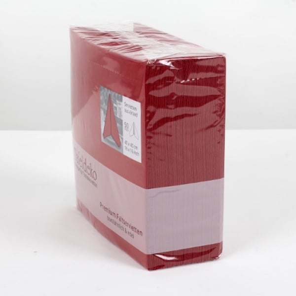 50er Pack Tafeldeko Premium Faltservietten in Bordeaux, 40 x 40 cm.