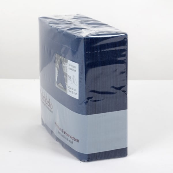 50er Pack Tafeldeko Premium Faltservietten in Dunkelblau, 40 x 40 cm,