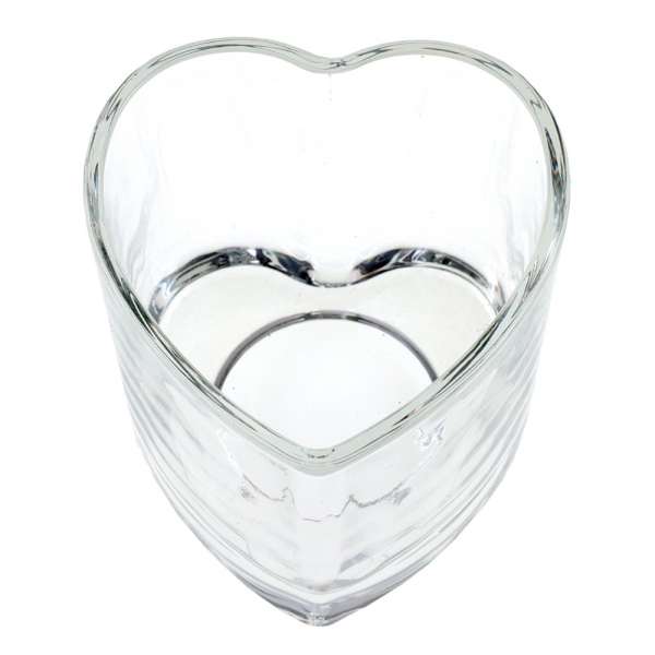 Teelichtglas Herzform, klar, 78 mm.