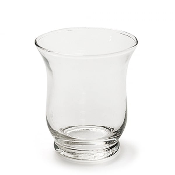 Teelichtglas, elegant geschwungen, klar, 90 mm.
