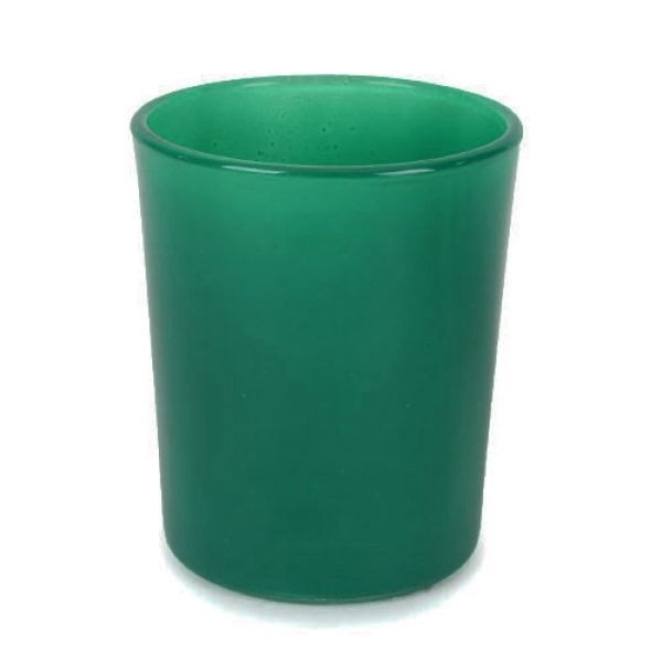 Teelichtglas in Smaragdgrün, 70 mm.