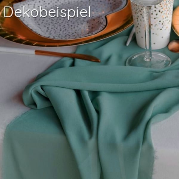 Dekobeispiel von dem Tischläufer, hauchdünn, in Eukalyptus, 35 cm.
