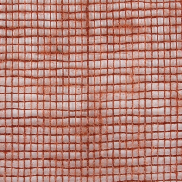Nahaufnahme von dem Jute Tischband, schmal, grobmaschig in Terracotta, 15 cm
