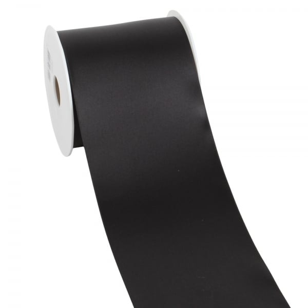 25 Meter Satin Tischband in Schwarz, 10 cm.