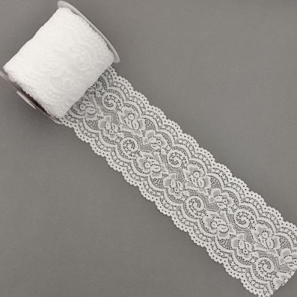 10 Meter Tischband Hochzeit, Vintage Spitze Ornament in Weiß, 10 cm.
