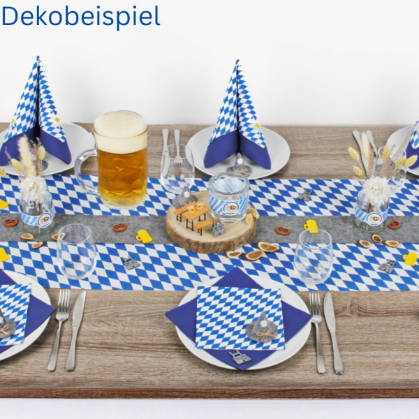 Tischdeko mit dem Glas Väschen, große Öffnung, Bayerische Raute, Bierfest, Wiesn, 10 cm.
