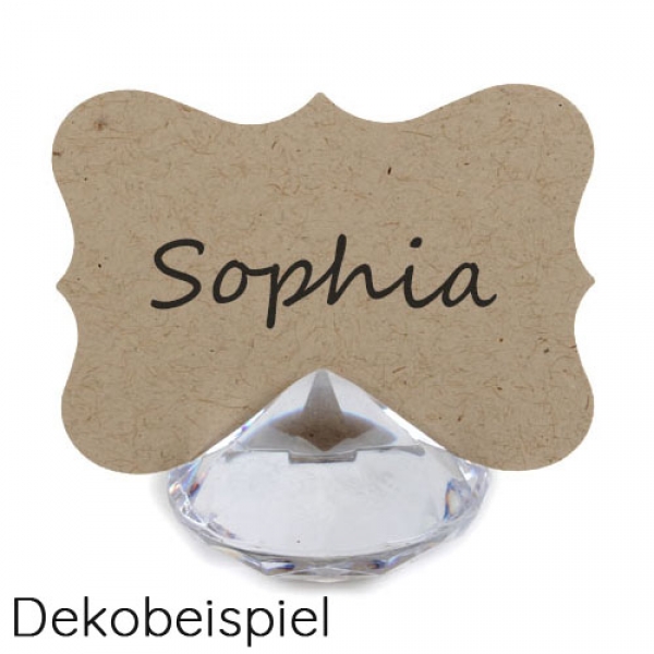 Dekobeispiel Tischkarte mit Diamant-Optik-Kartenhalter.