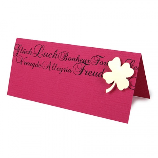 Tischkarte Silvester, Glück in Pink/Schwarz | Tafeldeko.de