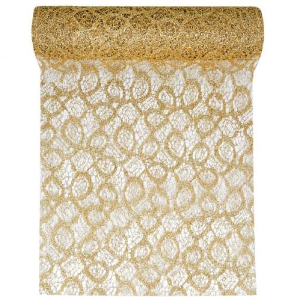 5 Meter Tischläufer Weihnachten Glitter in Gold, 28 cm breit.
