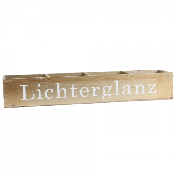 Holz Adventskiste, Adventskranz, Shabby Stil, -Lichterglanz- in Gold/Weiß, 50 cm.