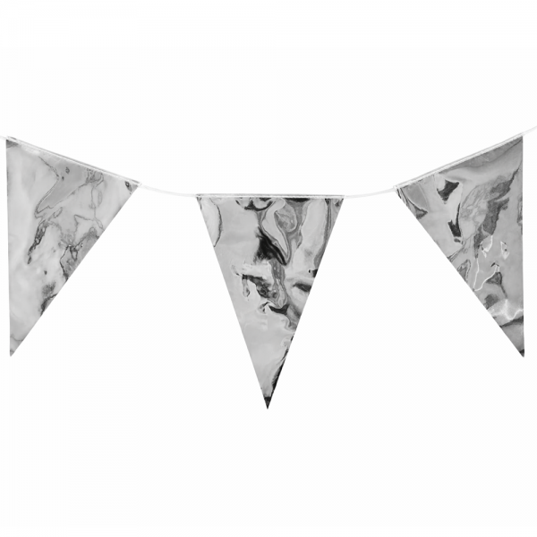 6 Meter XL Wimpelkette in Silber Metallic, 43 cm.