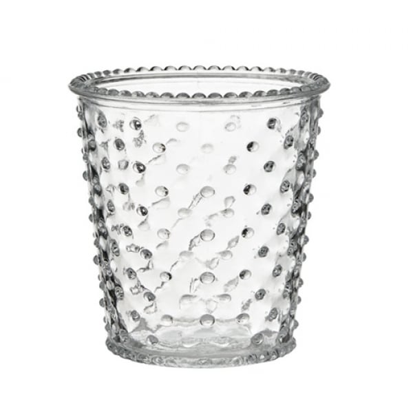 Glas Vase Windlicht mit Punkten, 12,5 cm.