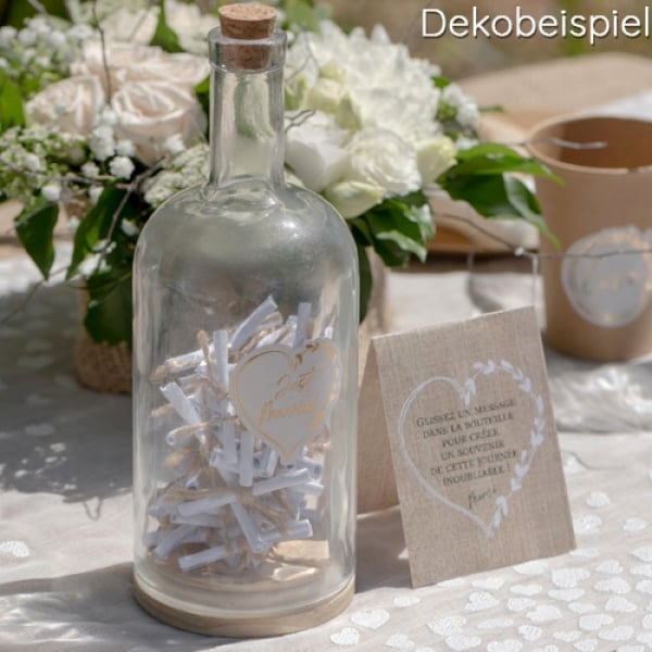 Wünsche Flasche, Hochzeit mit Zetteln zum Beschriften, 23,5 cm
