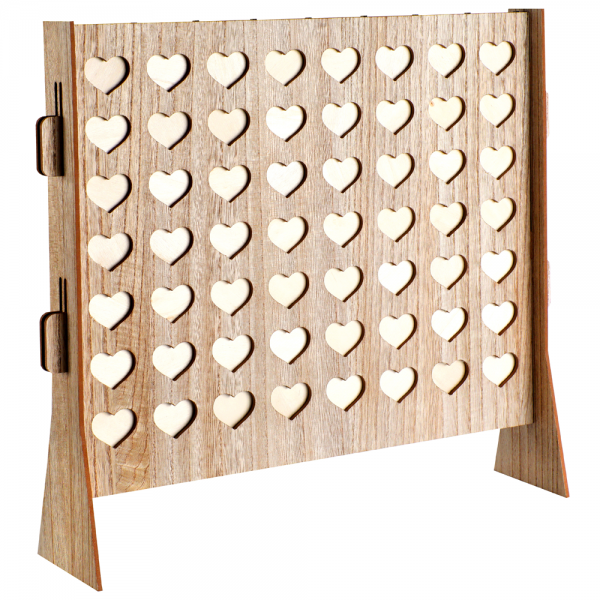 Holz Wunschrahmen, Gästebuch, Hochzeit, Geburtstag mit 56 Holzscheiben zum Beschriften, 46,5 cm.