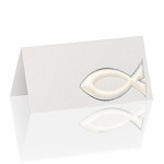 Tischkarte Fisch in Creme Metallic
