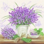 20er Pack Servietten Lavendel auf Grau 33 x 33 cm