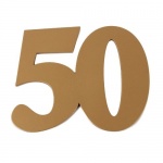 Große Holz Jubiläumszahl 50 in Gold, 15 cm