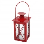 Metall Laterne mit LED Teelicht in Rot