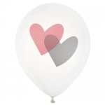 8er Pack Luftballons Herzen in Rosa/Grau