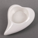 Keramik Teelichthalter Herz in Weiß, 10 cm