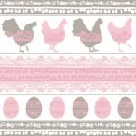 20er Pack Servietten Hühner und Ostereier in Rosa/Taupe 33 x 33 cm