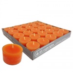 25er Pack Teelichter orange, transparente Hülle, 8 h Brenndauer