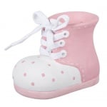 Keramik Babyschuh Spardose zur Taufe in Rosa, 90 mm