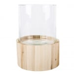 Glaswindlicht -Wood Nature- mit Holzsockel