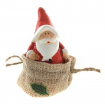 Gastgeschenk Glitzer Weihnachtsmann mit Sack im Jutebeutel, 65 mm