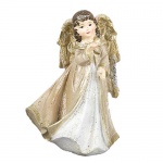 Deko Engel mit Stern in rechter Hand in Weiß/Gold glitzernd, 11 cm