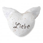 Kleines Vintage Herz -Liebe- mit Flügeln in Weiß
