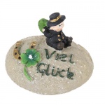 Silvester Schornsteinfeger Glücksstein mit Hufeisen, Kleeblatt