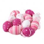 12 Ostereier gemustert zum Aufhängen in Pink/Rosa