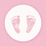 20er Pack Servietten Taufe Babyfüßchen in Rosa, 33 x 33 cm